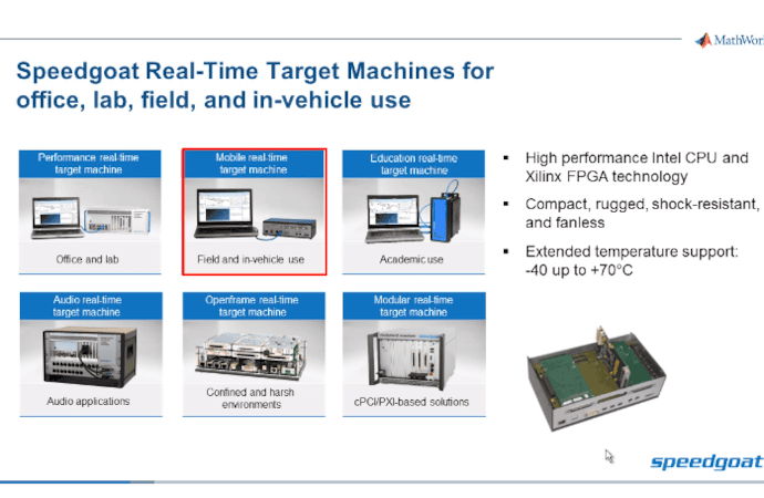"Using Speedgoat Target Computer Hardware for Simulink® Real-Time™" webinar hosted by MathWorks and Speedgoat